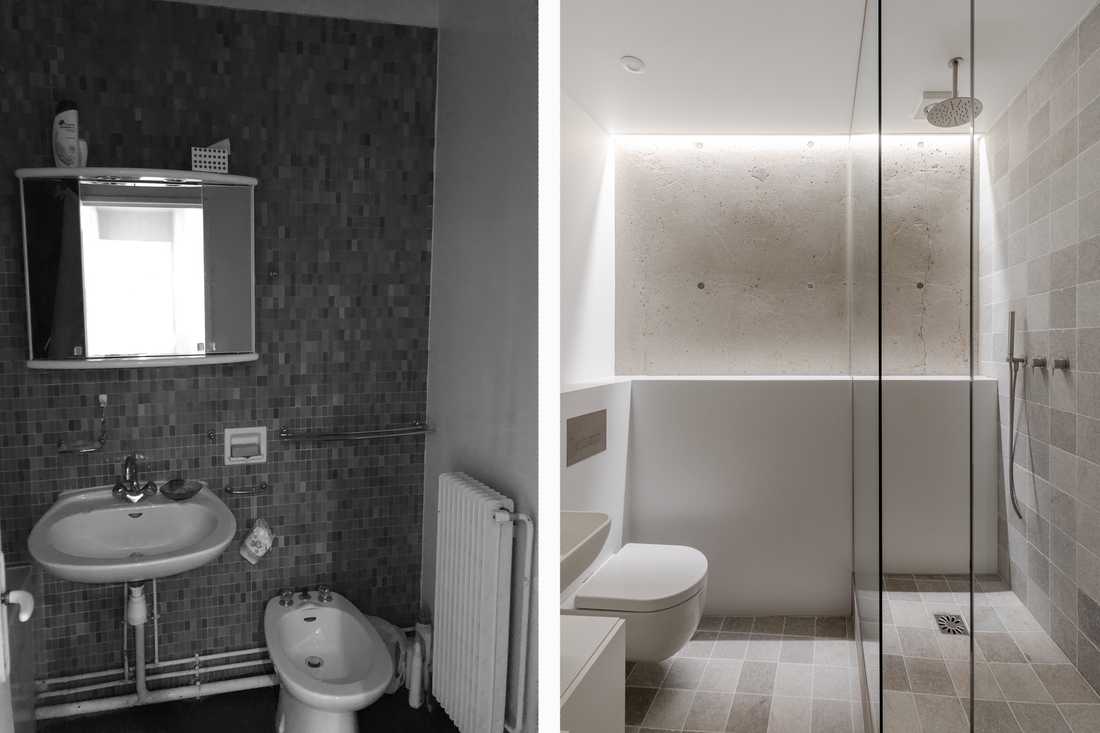 Avant - après : Rénovation de la salle de bain d'un appartement des années 70 à Montpellier